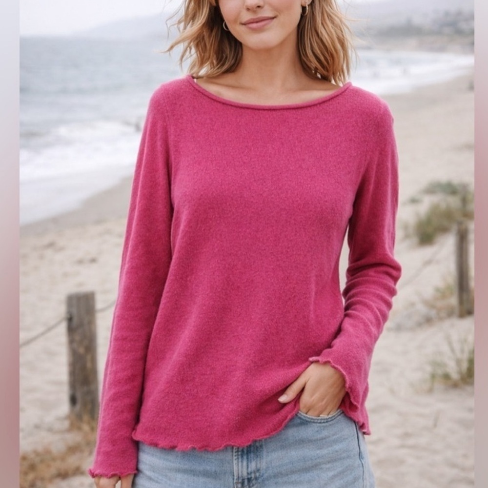 Free People FP Beach Cabo Knit Top Fuchsia Size M NWT